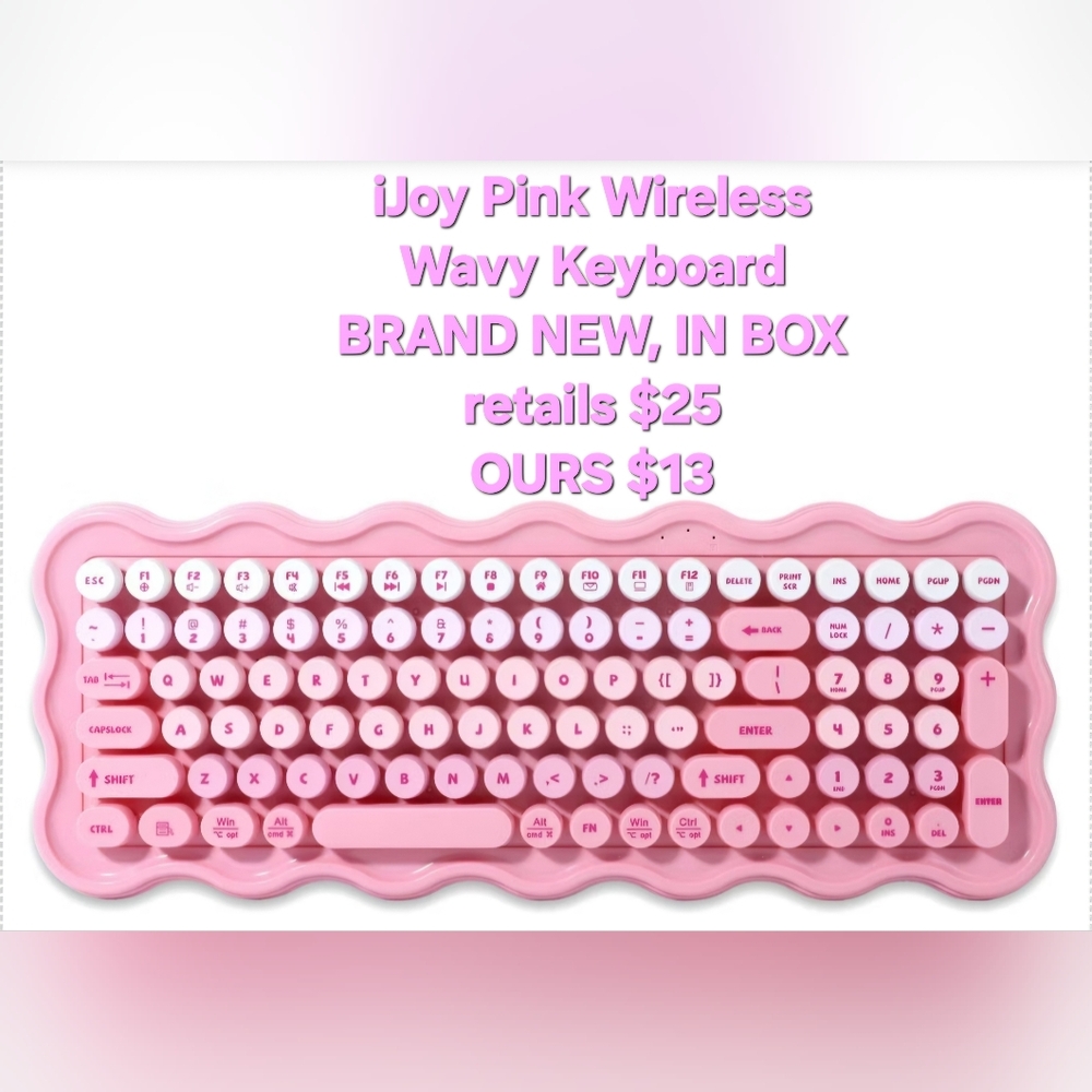 NIB iJoy Pink Wireless Wavy Keyboard